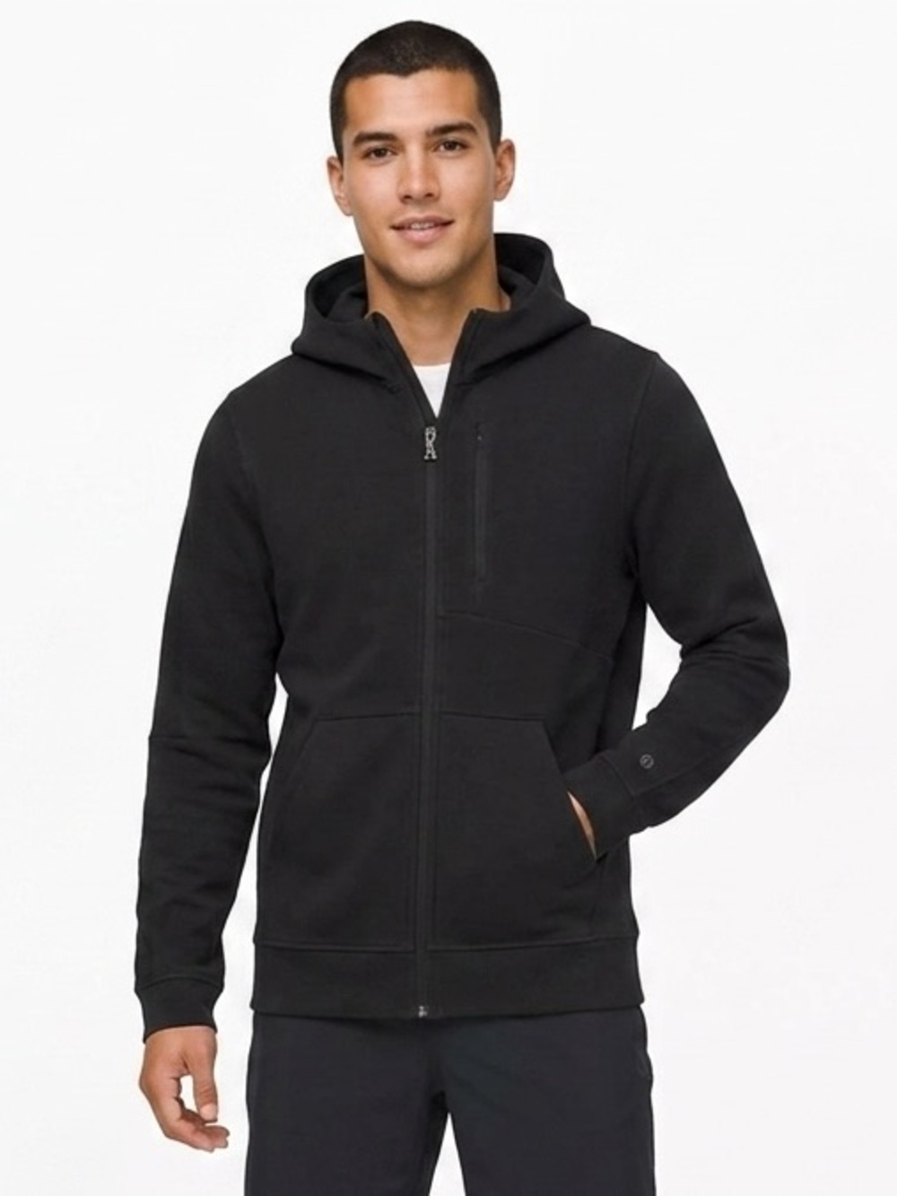 Lululemon Athletica Lulu Men Small Black Full Zip Hooded Sweater Athletic Casual